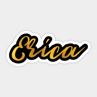 Erica Name Hand Lettering in Faux Gold Letters Sticker